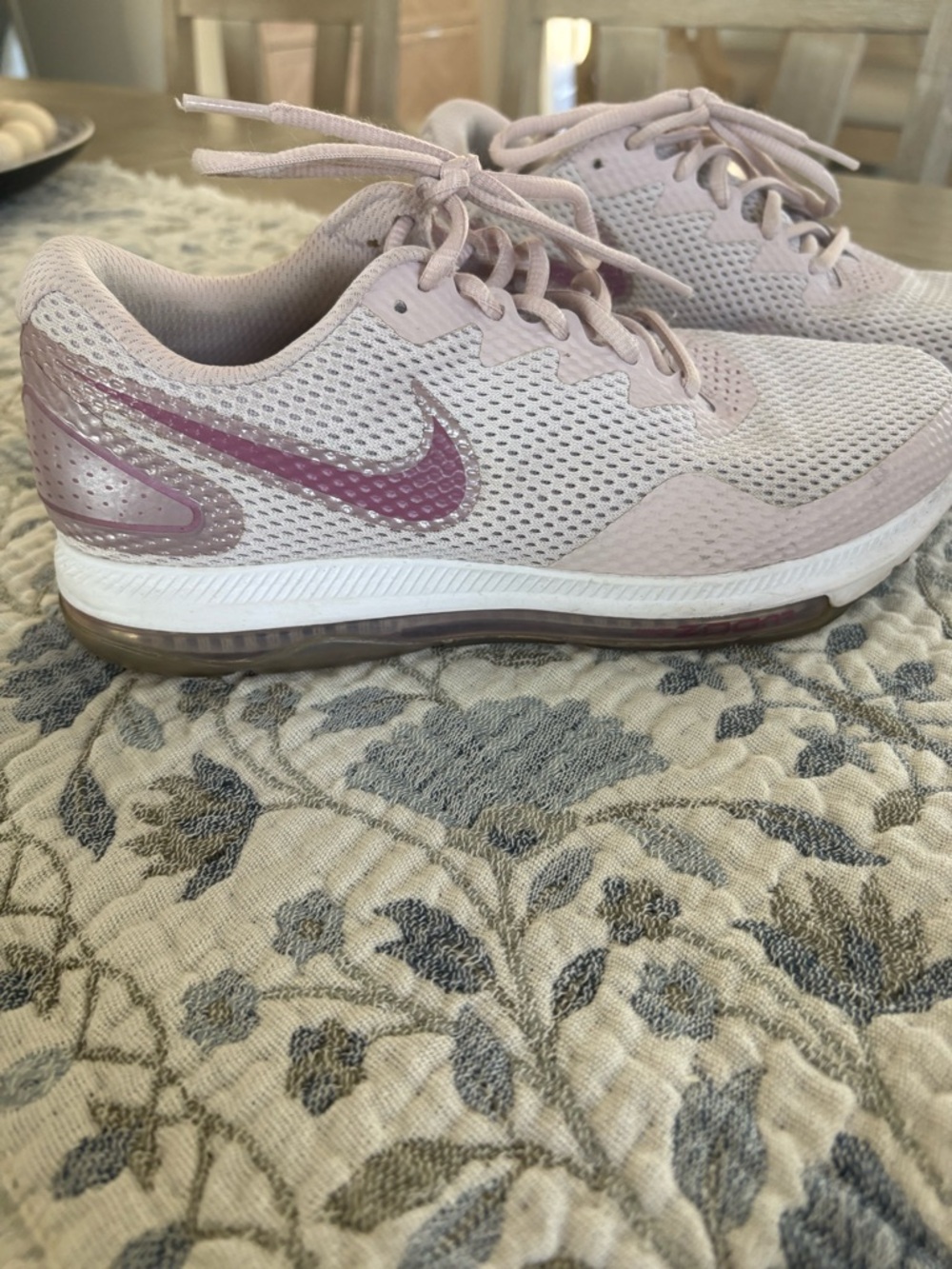 Nike Women's Light Pink Mesh Sneakers with Mauve Swoosh